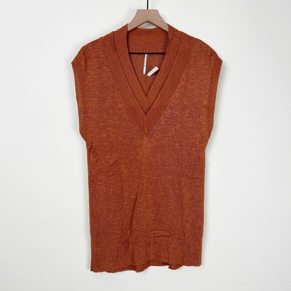 New Free People Hannah Tunic Sweater Vest Oversized Knit Mini Dress Long Top - Picture 4 of 11